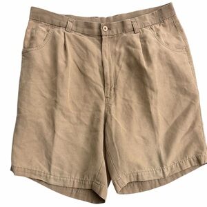 Byron Nelson Signature‎ Series Men’s 36 Khaki Pleated Shorts Tencel Cotton Blend